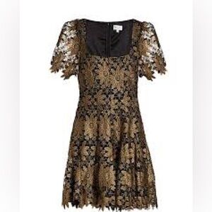Milly Black and Gold Lace Dress